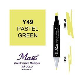 Masis 49 Pastel Yeşil Çift Uçlu Marker Grafik Çizim Kalemi