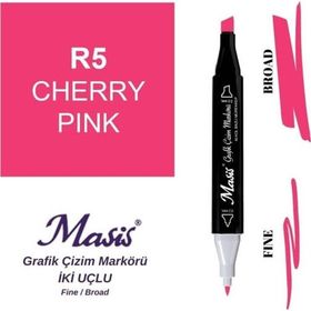 Masis 5 Kiraz Kırmızı Çift Uçlu Marker Grafik Çizim Kalemi