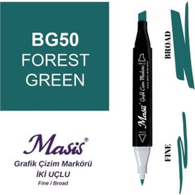 Masis 50 Orman Yeşili Çift Uçlu Marker Grafik Çizim Kalemi