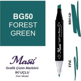 Masis 50 Orman Yeşili Çift Uçlu Marker Grafik Çizim Kalemi