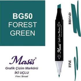 Masis 50 Orman Yeşili Çift Uçlu Marker Grafik Çizim Kalemi