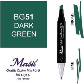 Masis 51 Yoğun Yeşil Çift Uçlu Marker Grafik Çizim Kalemi