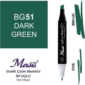 Masis 51 Yoğun Yeşil Çift Uçlu Marker Grafik Çizim Kalemi