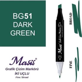 Masis 51 Yoğun Yeşil Çift Uçlu Marker Grafik Çizim Kalemi