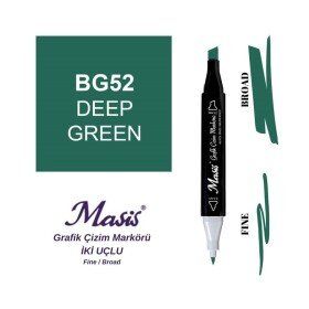 Masis 52 Koyu Yeşil Çift Uçlu Marker Grafik Çizim Kalemi