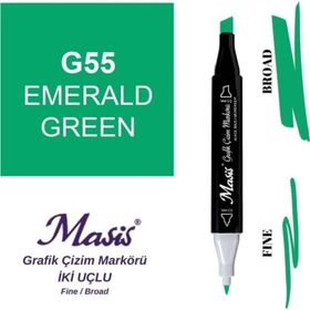 Masis 55 Zümrüt Yeşil Çift Uçlu Marker Grafik Çizim Kalemi