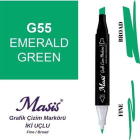 Masis 55 Zümrüt Yeşil Çift Uçlu Marker Grafik Çizim Kalemi