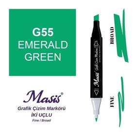 Masis 55 Zümrüt Yeşil Çift Uçlu Marker Grafik Çizim Kalemi