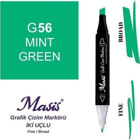 Masis 56 Nane Yeşil Çift Uçlu Marker Grafik Çizim Kalemi