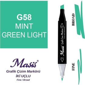 Masis 58 Açık Nane Yeşili Çift Uçlu Marker Grafik Çizim Kalemi