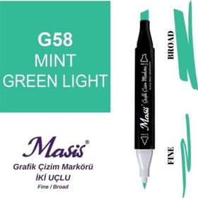 Masis 58 Açık Nane Yeşili Çift Uçlu Marker Grafik Çizim Kalemi