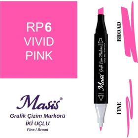 Masis 6 Canlı Pembe Çift Uçlu Marker Grafik Çizim Kalemi