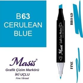 Masis 63 Yeşilimsi Mavi Çift Uçlu Marker Grafik Çizim Kalemi