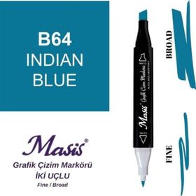 Masis 64 Hint Mavi Çift Uçlu Marker Grafik Çizim Kalemi