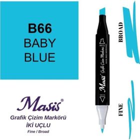 Masis 66 Bebe Mavi Çift Uçlu Marker Grafik Çizim Kalemi