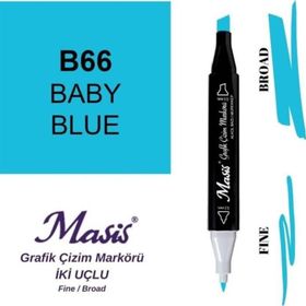Masis 66 Bebe Mavi Çift Uçlu Marker Grafik Çizim Kalemi