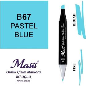 Masis 67 Pastel Mavi Çift Uçlu Marker Grafik Çizim Kalemi