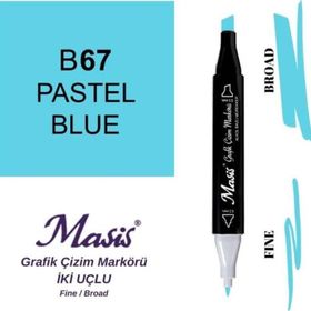 Masis 67 Pastel Mavi Çift Uçlu Marker Grafik Çizim Kalemi