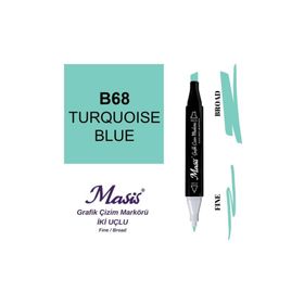 Masis 68 Turkuaz Mavi Çift Uçlu Marker Grafik Çizim Kalemi