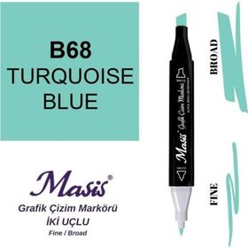 Masis 68 Turkuaz Mavi Çift Uçlu Marker Grafik Çizim Kalemi