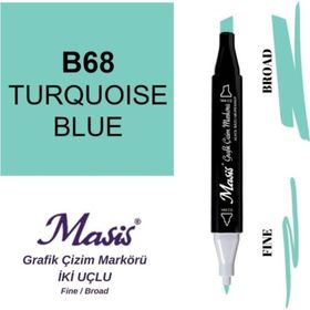 Masis 68 Turkuaz Mavi Çift Uçlu Marker Grafik Çizim Kalemi
