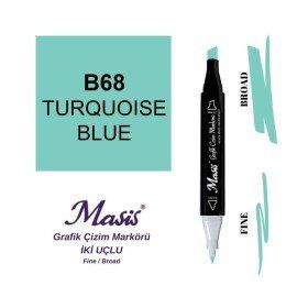 Masis 68 Turkuaz Mavi Çift Uçlu Marker Grafik Çizim Kalemi
