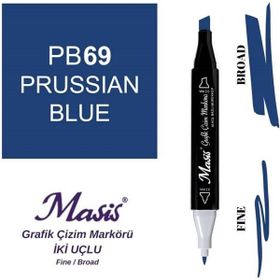 Masis 69 Yoğun Mavi Çift Uçlu Marker Grafik Çizim Kalemi