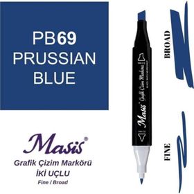 Masis 69 Yoğun Mavi Çift Uçlu Marker Grafik Çizim Kalemi