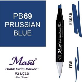 Masis 69 Yoğun Mavi Çift Uçlu Marker Grafik Çizim Kalemi