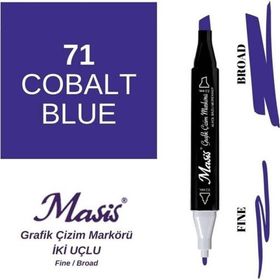 Masis 71 Kobalt Mavi Çift Uçlu Marker Grafik Çizim Kalemi
