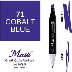 Masis 71 Kobalt Mavi Çift Uçlu Marker Grafik Çizim Kalemi