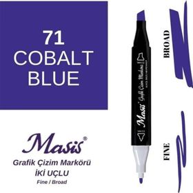 Masis 71 Kobalt Mavi Çift Uçlu Marker Grafik Çizim Kalemi