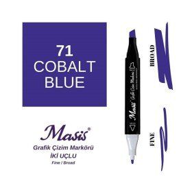 Masis 71 Kobalt Mavi Çift Uçlu Marker Grafik Çizim Kalemi