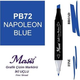 Masis 72 Koyu Mavi Çift Uçlu Marker Grafik Çizim Kalemi