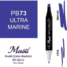 Masis 73 Ultramarin Mavi Çift Uçlu Marker Grafik Çizim Kalemi