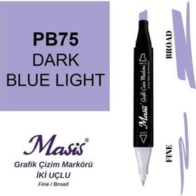 Masis 75 Sisli Açık Mavi Çift Uçlu Marker Grafik Çizim Kalemi