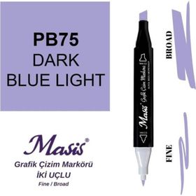 Masis 75 Sisli Açık Mavi Çift Uçlu Marker Grafik Çizim Kalemi