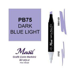 Masis 75 Sisli Açık Mavi Çift Uçlu Marker Grafik Çizim Kalemi