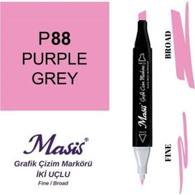 Masis 88 Morumsu Gri Çift Uçlu Marker Grafik Çizim Kalemi