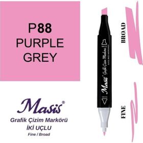 Masis 88 Morumsu Gri Çift Uçlu Marker Grafik Çizim Kalemi