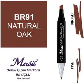 Masis 91 Natürel Meşe Çift Uçlu Marker Grafik Çizim Kalemi