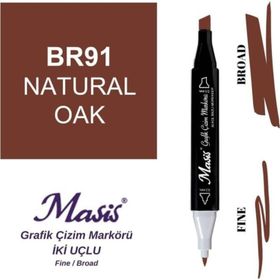 Masis 91 Natürel Meşe Çift Uçlu Marker Grafik Çizim Kalemi