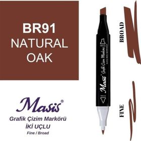 Masis 91 Natürel Meşe Çift Uçlu Marker Grafik Çizim Kalemi