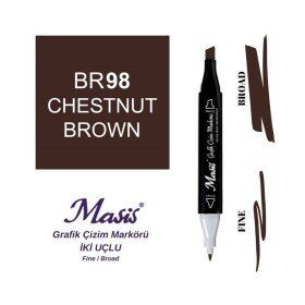 Masis 98 Kestane Kahve Çift Uçlu Marker Grafik Çizim Kalemi