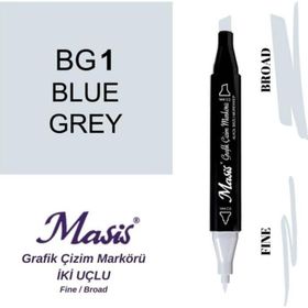 Masis BG1 Mavimsi Gri Çift Uçlu Marker Grafik Çizim Kalemi