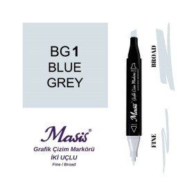 Masis BG1 Mavimsi Gri Çift Uçlu Marker Grafik Çizim Kalemi