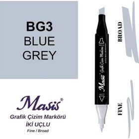 Masis BG3 Mavimsi Gri Çift Uçlu Marker Grafik Çizim Kalemi