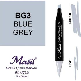 Masis BG3 Mavimsi Gri Çift Uçlu Marker Grafik Çizim Kalemi