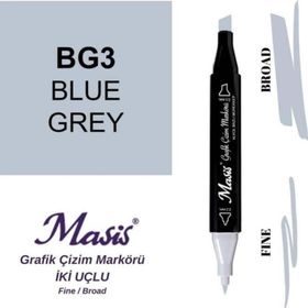 Masis BG3 Mavimsi Gri Çift Uçlu Marker Grafik Çizim Kalemi