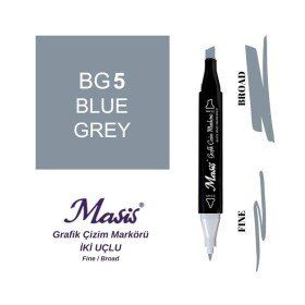 Masis BG5 Mavimsi Gri Çift Uçlu Marker Grafik Çizim Kalemi